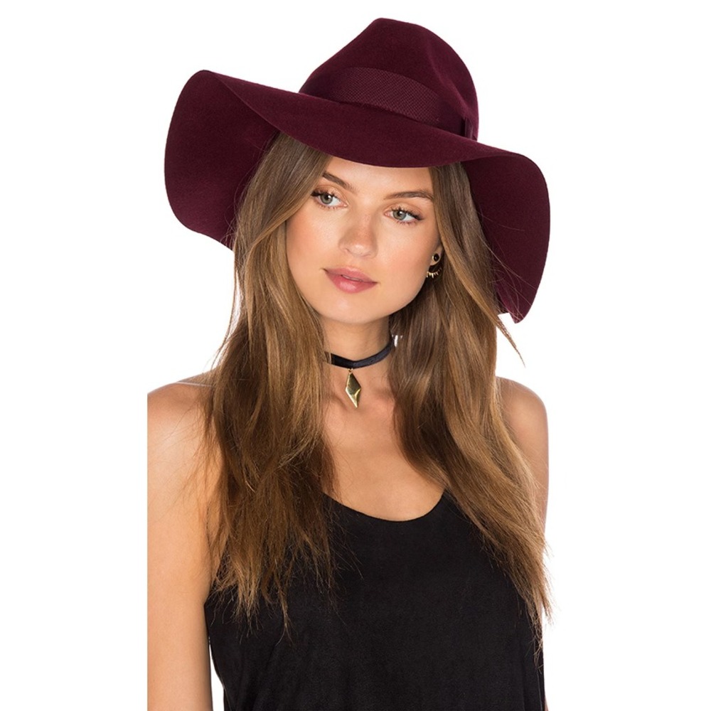 Brixton Floppy Fedora Rancher Hat Burgundy Wool Felt NWT Womens S Piper Maroon